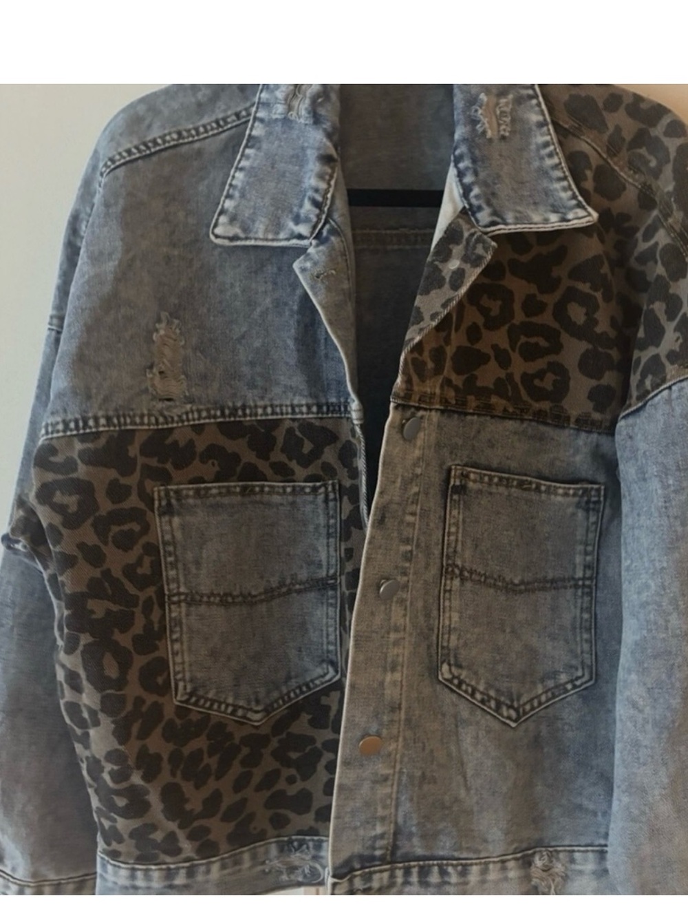 New ~ Women’s Designer Look Denim Jacket & Leopard Print ~ Size 3XL (US 14-16)